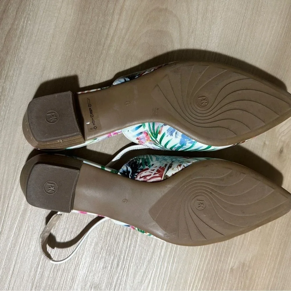 Peter Kaiser Slingback Flats Multicolor 6‎ Women Floral Pointed Toe Tropical